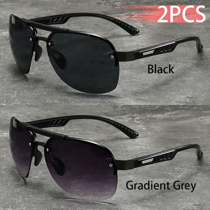 2PCS Fashion Luxury Gradient Lens  Men Women OutdoorSunglasses for Running Mountaineering Driving Fishing Travel MTB Eyewear