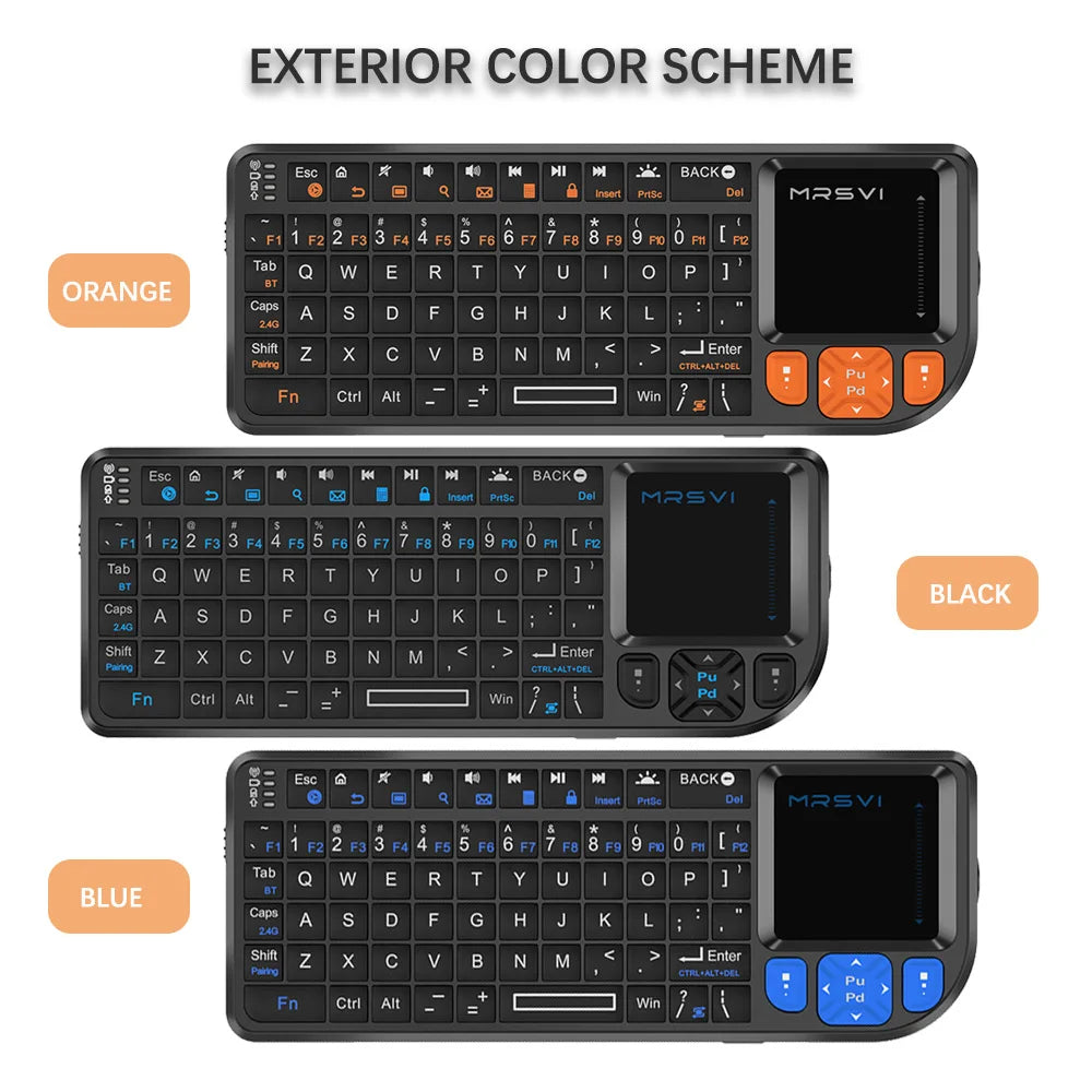 MRSVI Mini Teclado A8 PLUS, teclado sem fios retroiluminado 2.4GHz e Bluetooth5.0 com touchpad para Android TV Box, Mac, portátil, Windows