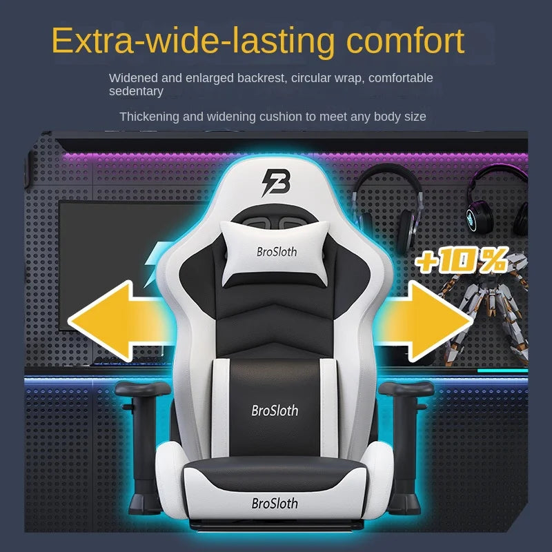 S8 Gaming Chair with 3D Armrests, Ergonomic Adjustable Backrest, Computer Office Chair, Leather Gamer Chair with Nylon Feet