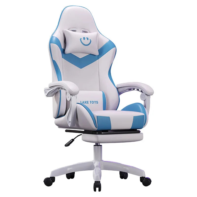 Ergonomic Gaming Chair High Back Racing Office Chair with Lumbar Support, Adjustable Swivel Leather Gaming Chair with Headrest for Desk Setup