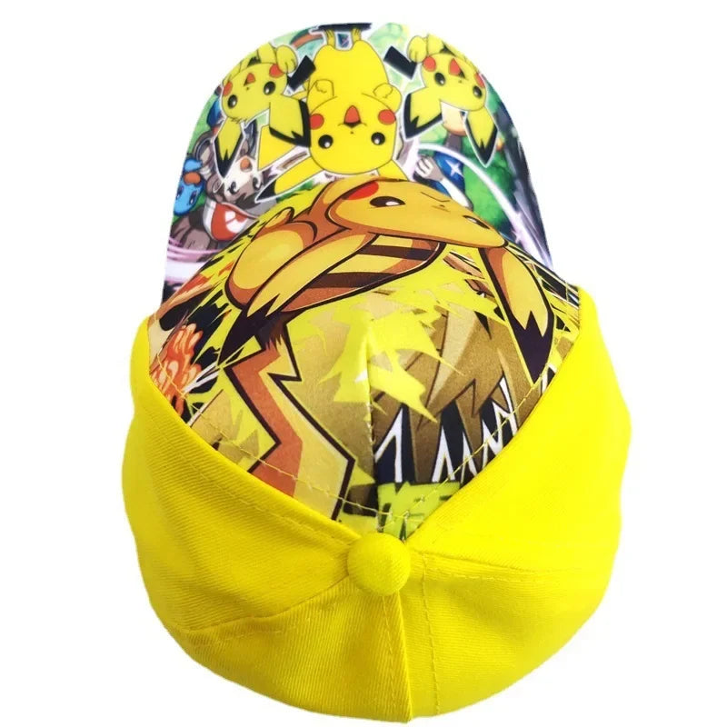 Czapka baseballowa z nadrukiem Pikachu z anime „Pokémon Go”, wykonana z poliestru, z daszkiem w stylu kreskówkowym, do przebierania się dla dzieci, jako dekoracja lub prezent urodzinowy