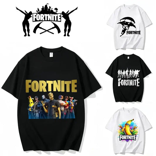 T-shirt Fortnite z okrągłym dekoltem, unisex dla dorosłych, motyw tańca z gry, modny, nowy, z czystej bawełny, z krótkim rękawem — idealny do noszenia na co dzień i na wakacje