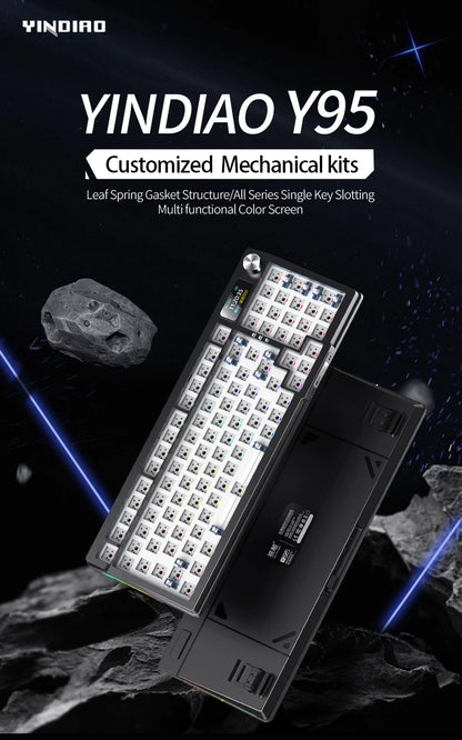 YINDIAOY95 Tastatur-Kit, Hotswap, TFT-Bildschirm, vollständige RGB-Hintergrundbeleuchtung, 2.4GHz Bluetooth, kabellose Custom-DIY-Mechanical-Tastatur