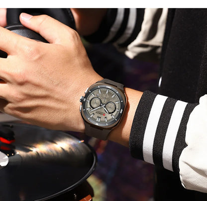 CURREN herenhorloge – Nieuw luxe quartzmodel, siliconen band, sportieve stijl, multifunctioneel, waterdicht, verlicht, met datumweergave en chronograaf.