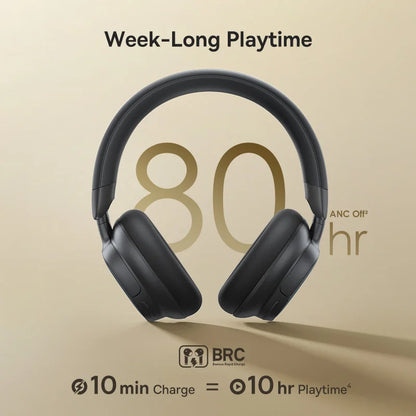 Baseus Bowie MH1 Bluetooth 6.0 Wireless Headphones with 48dB ANC, Hi-Res LDAC Audio, Baseus Bowie MH1 Noise Cancelling Over Ear Headset with 80H Battery
