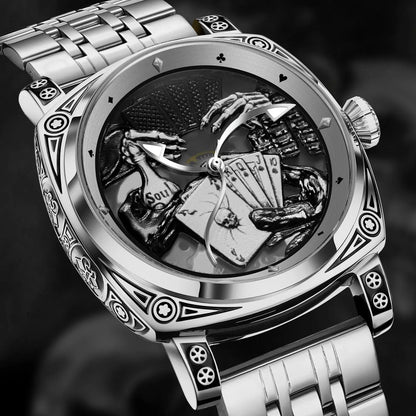 Glenaw Poker Series Top Brand Luxury Fashion Personalized Fully Automatic Mechanical Gold Watch Men's Waterproof Watch