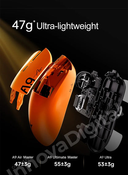 „ATK Dragonfly A9 Ultimate“ belaidė žaidimų pelė, „PAW3950 Ultra 8 kHz“ ergonomiška lengva žaidimų pelė, skirta FPS, e. sportui ir „CSGO“