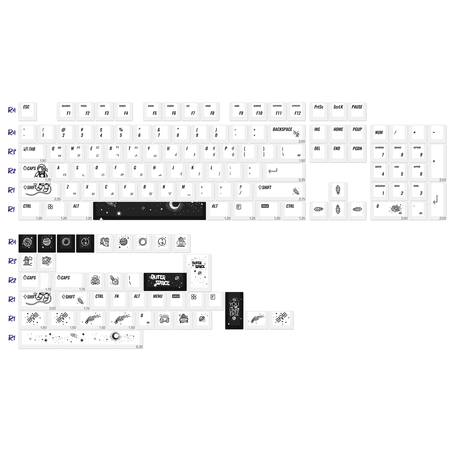 KBDiy Retro GMK Redacted Keycaps White ISO Cherry Profile PBT Keycap Alice Spacer Bar 7u For 60 Mechanical Keyboard MX Switch