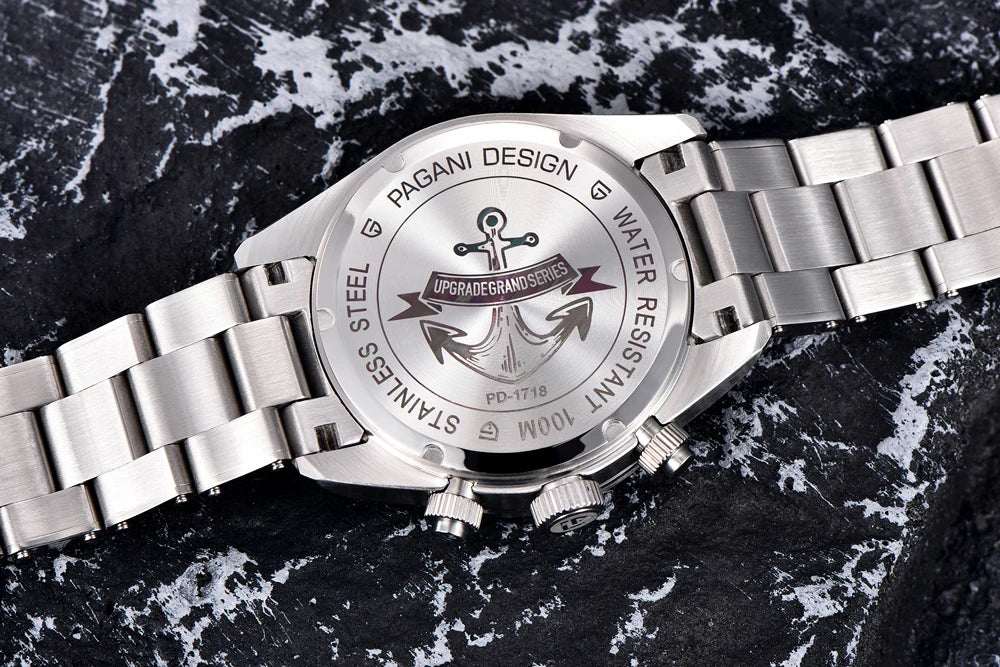 PAGANI DESIGN ‘Panda’ Men’s Watch – Luxury quartz chronograph, water-resistant, sapphire crystal with anti-reflective coating, luminescent sports watch