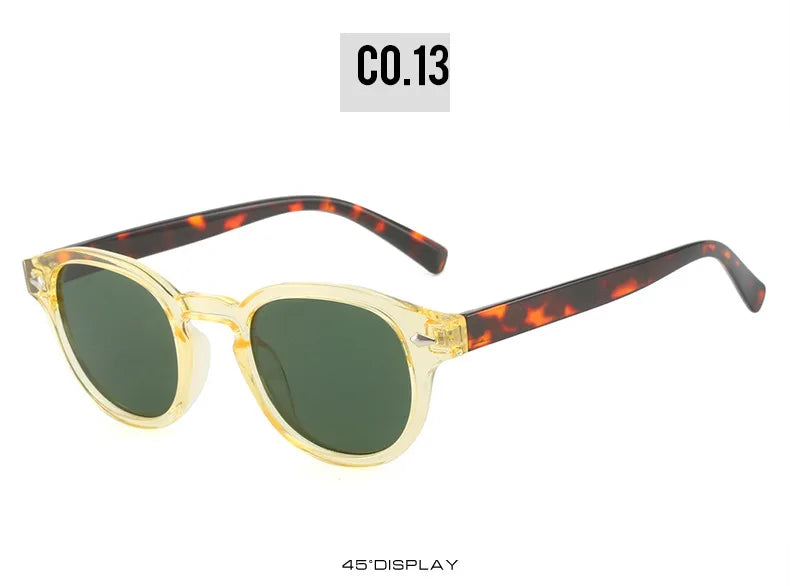 Simple Vintage Round Sunglasses Women Men 2025 Luxury Brand Design Retro Rivet Yellow Blue Lens Square Sun Glasses Female UV400