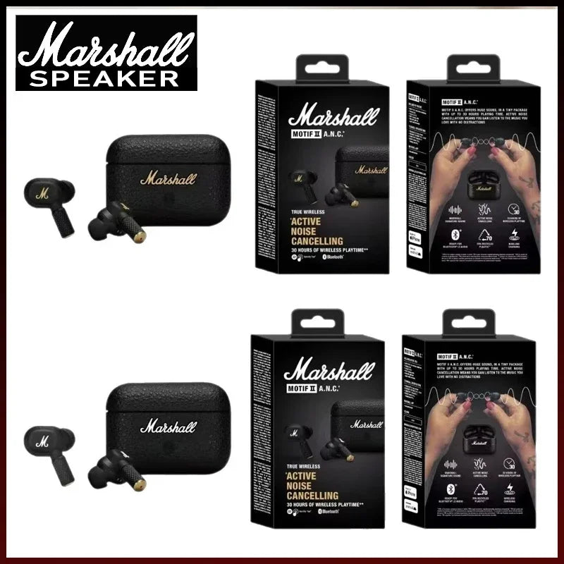 Marshall Motif II ANC True Wireless Earbuds Bluetooth 5.2 Noise Cancelling Headphones with Mic