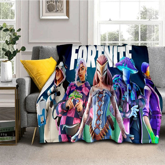 3D F-Fortnites Cartoon Game Flannel Blanket Soft Warm Throw Blanket for Bedroom Living Room Bed Travel Camping Picnic Gift