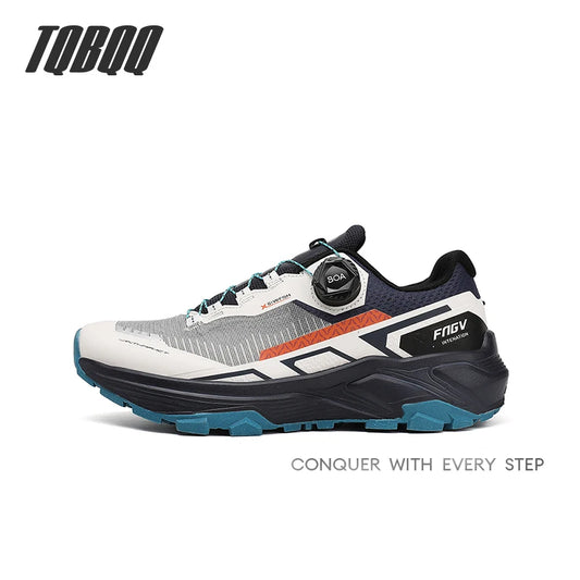 Men's Running Shoes with Rotating Buckle Breathable Mesh Lightweight Sneakers for Men Gym Workout Casual Waterproof Sports Shoes