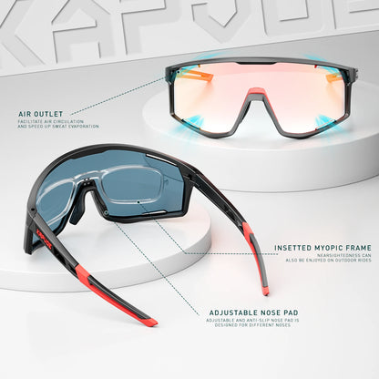 KAPVOE Men Women Road Bike UV400 Goggles Mountain Sports Eyewear Outdoor Photochromic Cycling Sunglasses Bicycle Cycling Glasses