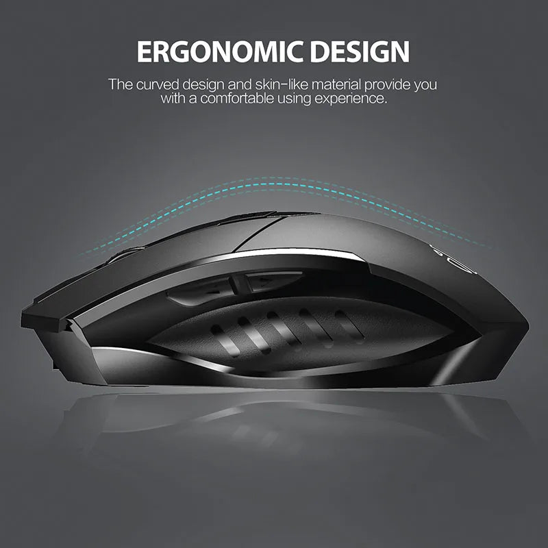 INPHIC PM6BS Wireless Mouse, Tri-Mode Bluetooth 5.0 Ergonomic Rechargeable Mouse with 6 Buttons for Laptop, Mac & PC