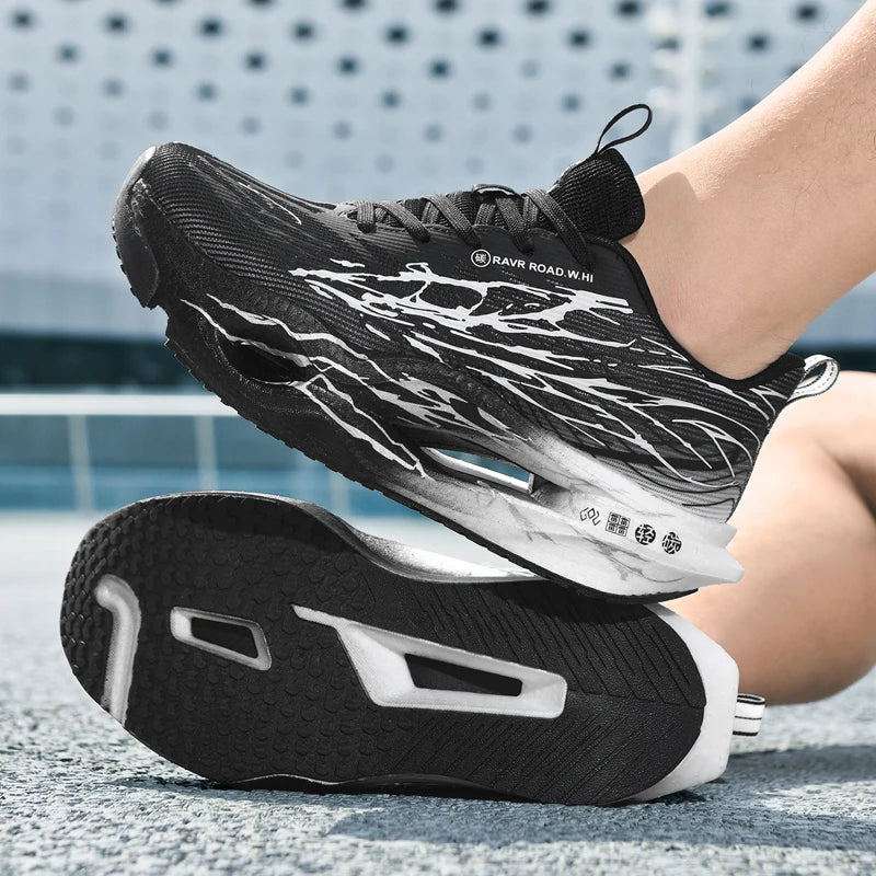 Men Women Ultra Light Carbon Plate Running Shoes Breathable Mesh Upper Soft Midsole Rubber Outsole for Running Training Sneakers