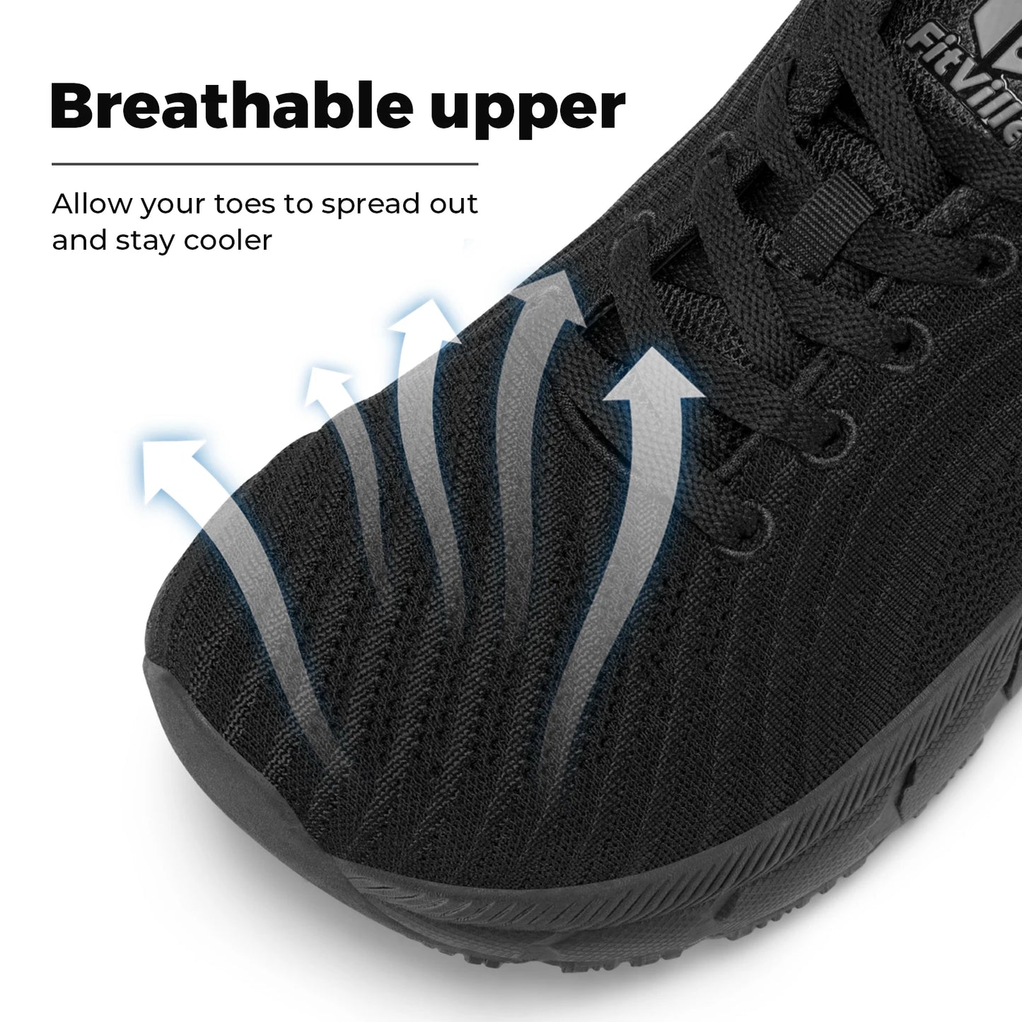 FitVille-schoenen met brede teenruimte voor heren, goed gedempte extra brede schoenen, antislip, breed, lichtgewicht en ademend, voor hardlopen