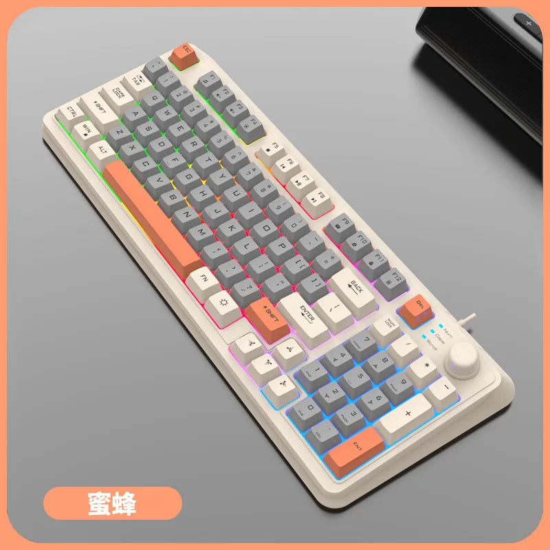 K81 Gaming Keyboard 81-Key 80% Wired RGB Gaming Keyboard with Volume Knob, Ergonomic USB Gaming Keyboard for PC, Laptop, Mac & Multi-Language Layouts