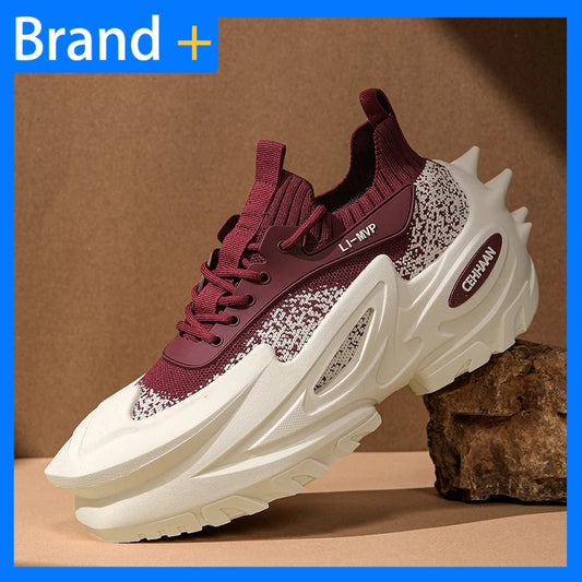 Men's Sports Shoes Elastic Thick-Soled Anti-Slip Outdoor Fitness Shoes Versatile Daily Wear Casual Street Fashion Walking Shoes