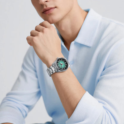 BERNY Men's Watch 10ATM Sapphire Luminous Fashion Quart Watches Full Stainless Steel Classic Dress Business Wristwatch