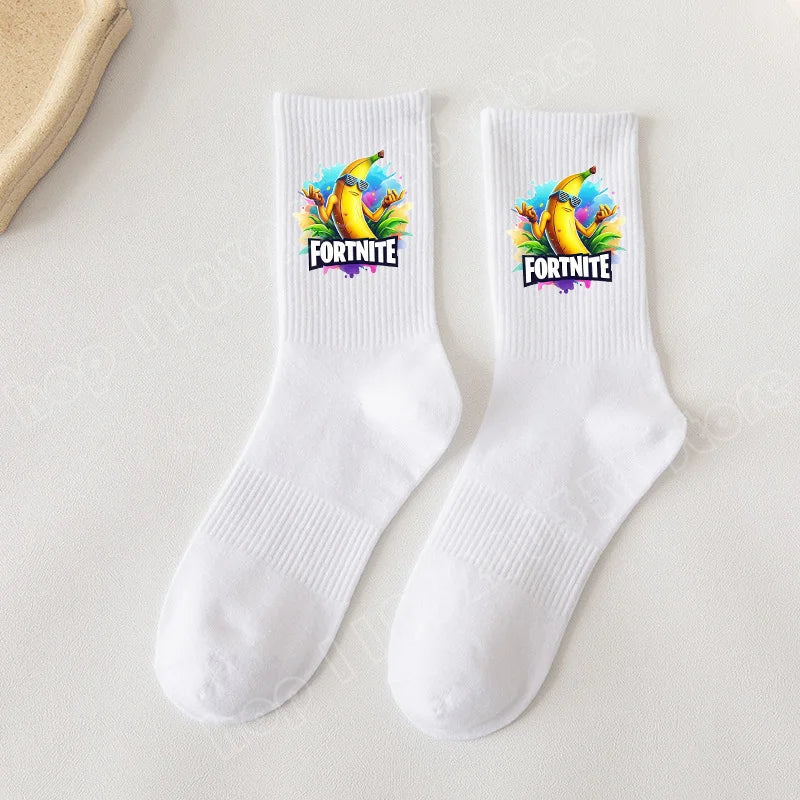 Fortnite Socks Cartoon Game Character Long Sock for Kids tudents in Spring and Autumn Solid Color Cotton Socks Birthday Gifts