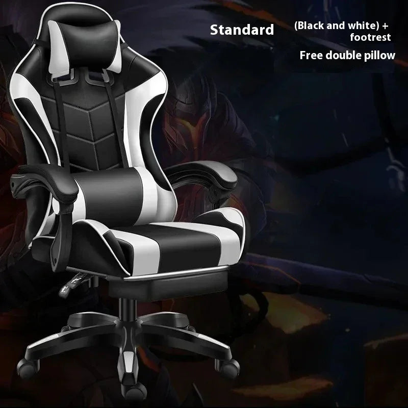 Ergonomic Gaming Chair with Reclining Backrest, Leather Computer Chair, Comfortable Swivel Office Gaming Chair with Adjustable Height & Armrests