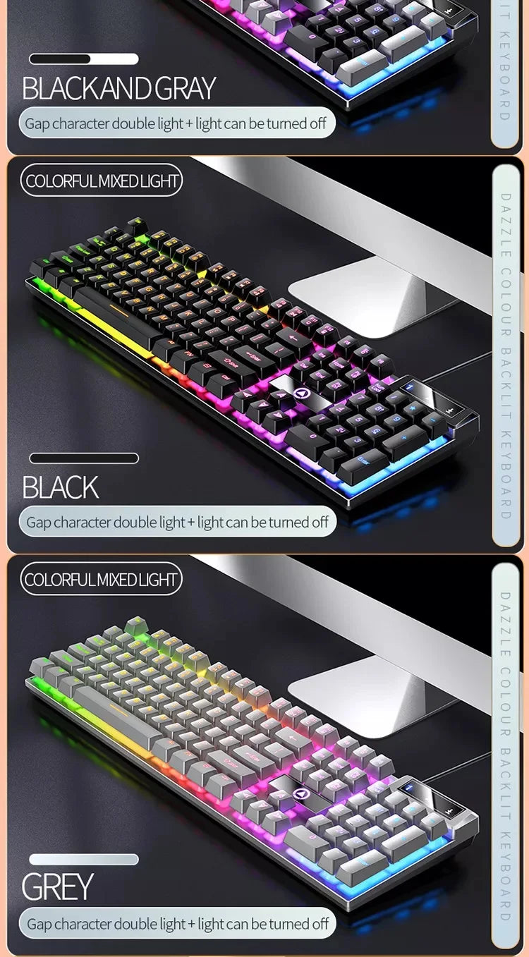 K500 Pink Wired Gaming Keyboard 104 Keys with White Pink Keycaps, USB Full Size Pink Wired Gaming Keyboard for PC, Laptop & Desktop