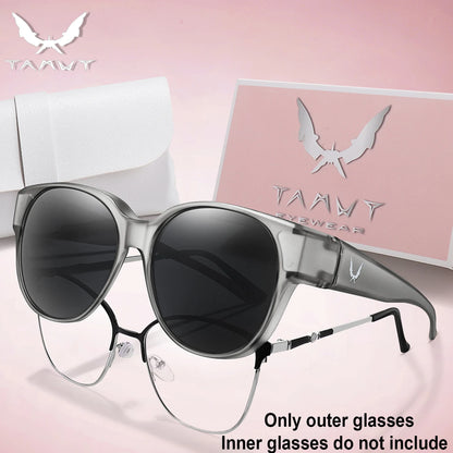 Over Glasses with Box Cover Over Myopia Eyeglasses Unisex Round Shades with UV protection Outdoor Sports Fishing Hiking Cycling