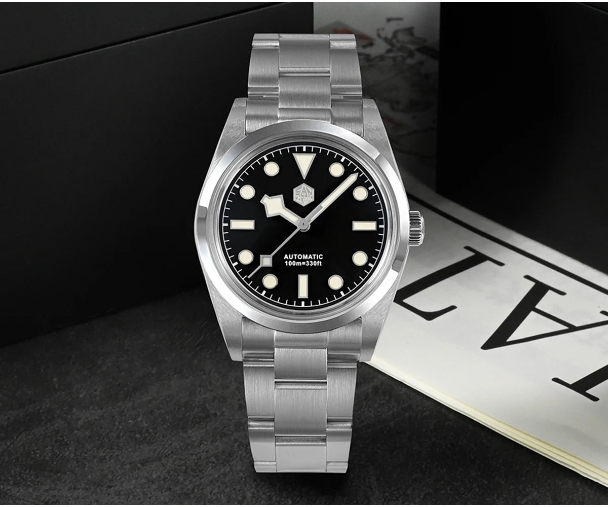 San Martin Men Luxury Watch 36mm BB36 Snowflake Hands Explore Series Sports Watches PT5000 Automatic Mechanical 10Bar BGW-9 Lume