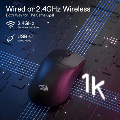 Redragon M916 trådløs gamermus, 49G ultralet 8K DPI 2.4G trådløs gamingmus med ergonomisk, naturligt greb