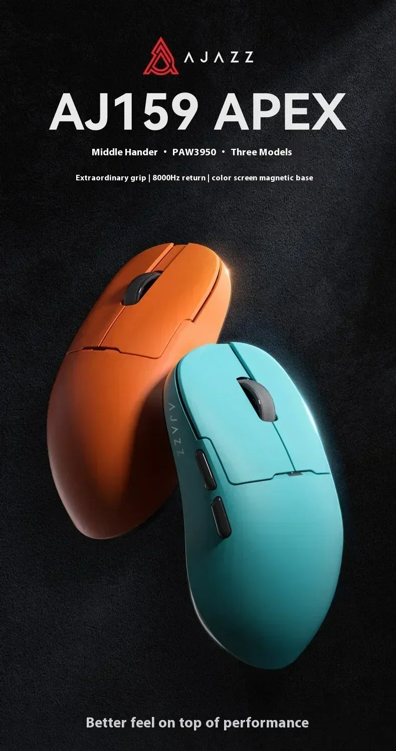 AJAZZ AJ159 APEX Wireless Gaming Mouse, Tri-Mode 8K Gaming Mouse with PAW3950 Sensor, Ultra-Lightweight Low Latency Rechargeable Gaming Mouse with Charging Dock