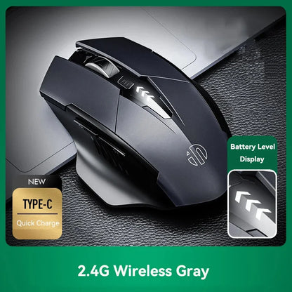 INPHIC F1 2.4G Wireless Mouse, Ergonomic Rechargeable Wireless Mouse with Power Display, Silent 2400 DPI USB Wireless Mouse for Laptop, Desktop & Office