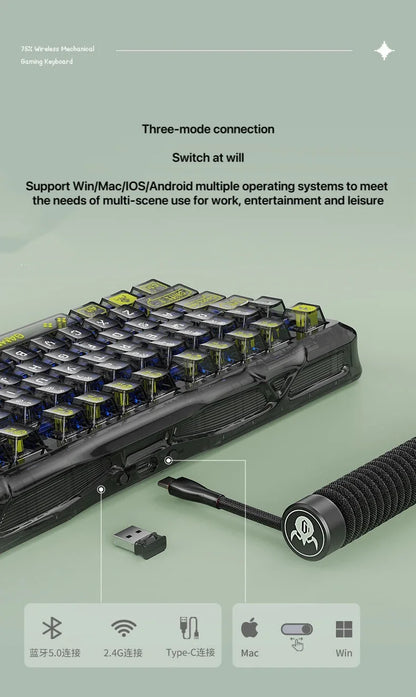 Gravity Planet K1 LITE Wireless Bluetooth Wired Tri-mode Mechanical Keyboard with Backlight for Office, Gaming and General Use