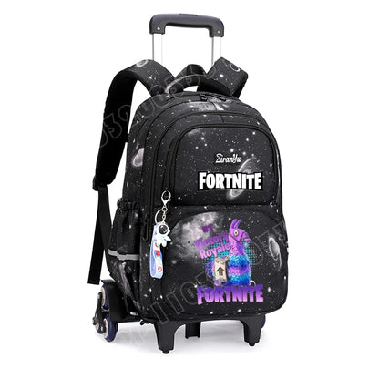 Чанта с колелца Fortnite за лесно изкачване на стълби, аниме, водоустойчива раница на колелца с голям капацитет за ученици, ежедневна пътна чанта
