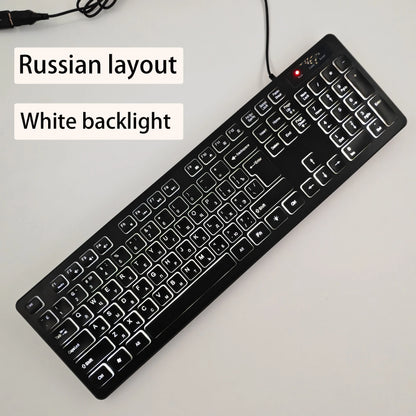 Teclado gaming de secretária com fios e retroiluminado, layout de teclado espanhol/francês (AZERTY)/russo/árabe/alemão, para computador de secretária e escritório