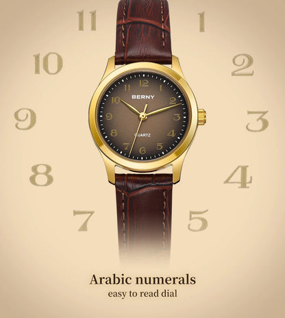 BERNY Gold Watch for Women Luxury Ladies Fashion Quartz Wristwatch Elegant Gradient Dial Multiple Scenarios Matching Lady Watch
