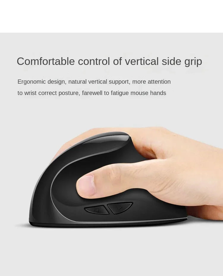 BTS-908 Ergonomic Wireless Mouse, Rechargeable Vertical Wireless Mouse with 2.4GHz USB Receiver, 1600 DPI Adjustable, 6-Button Ergonomic Mouse for Office & Laptop