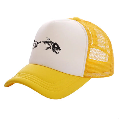 Fishbone Trucker Cap Men Fishing Skeleton Fish Bone Baseball Caps Unisex Mesh Net Hats MZ-496
