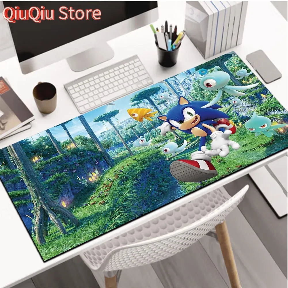 Sonic Desk Mat Smooth Table Mat Large Extended Gaming Mouse Pad Keyboard Pad For Computer