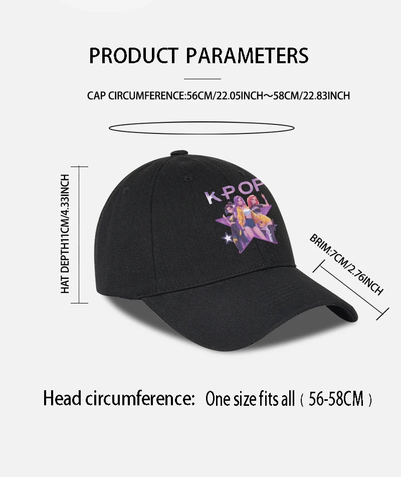 K-POP Cartoon Girl Group Star Print Soft-Peak Baseball Cap - Unisex Casual Retro Adjustable Dad Cap - Y2K Sun Hat