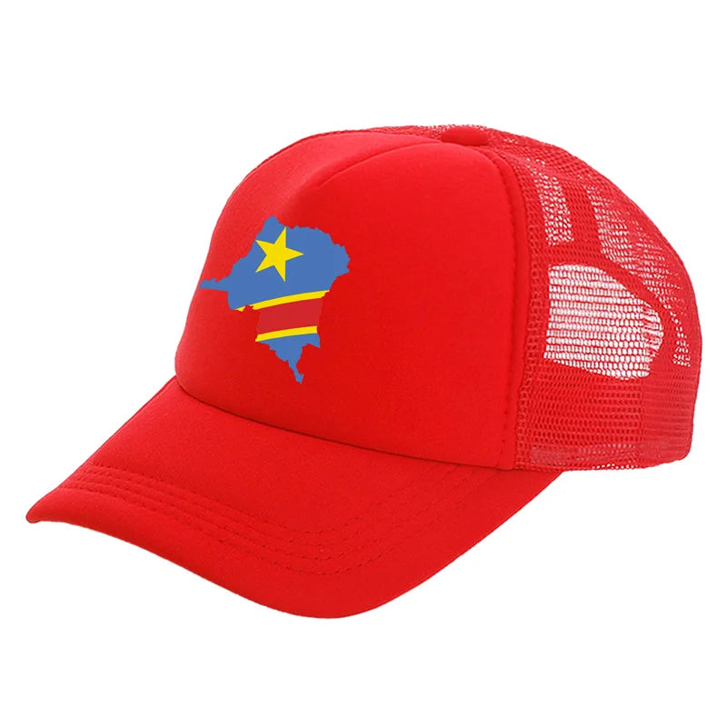 Democratic Congo Trucker Cap Men Democratic Republic of the Congo Hat Baseball Cap Cool Summer Unisex Mesh Net Caps