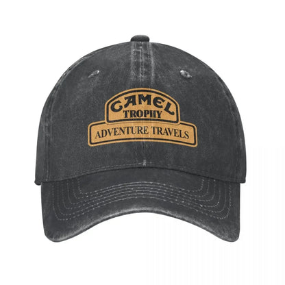 Czapka baseballowa w stylu retro Camel Trophy Racing dla mężczyzn i kobiet, z postarzanego dżinsu, z zatrzaskiem, na lato, do aktywności na świeżym powietrzu, miękka czapka bez usztywnienia