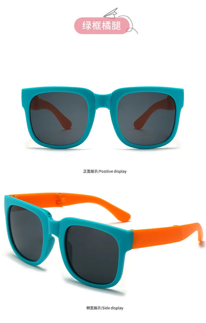 Fashion Kids Folding Sunglassess New Ultralight Candy Color Children Sun Glasses Portable Square Frame Eyewear for Girls Boy