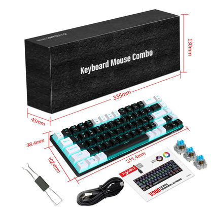 Teclado mecânico gaming 60% USB com teclas brancas, mini teclado gamer ergonómico para computador, retroiluminado, música, teclado para PC
