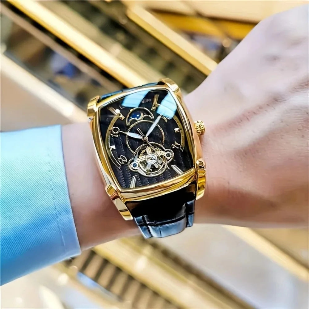 [Luxe mechanisch tourbillonhorloge] Lichtgewicht luxe mechanisch tourbillonhorloge voor heren – Volledig automatisch topmodel in trendy ‘skelet’-stijl, ideaal voor een zakelijke outfit of