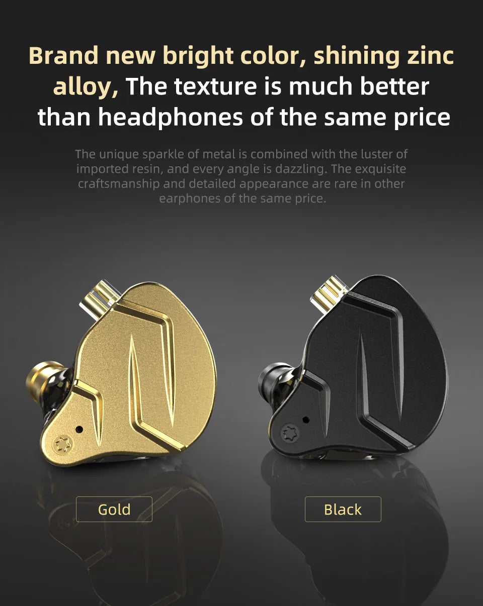 KZ ZSN Pro X Hybrid HiFi Wired Earphones 1BA+1DD Metal In-Ear Earbuds with Detachable Cable, Sport Noise Cancelling Headset
