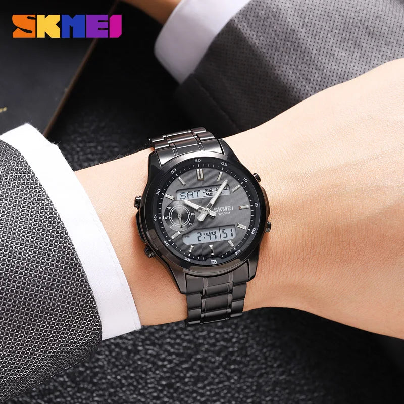 SKMEI 2284 Business Men's Electronic Multifunctional Dual Display Sports Waterproof Luminous Luxury Watch Digital Watch Reloj