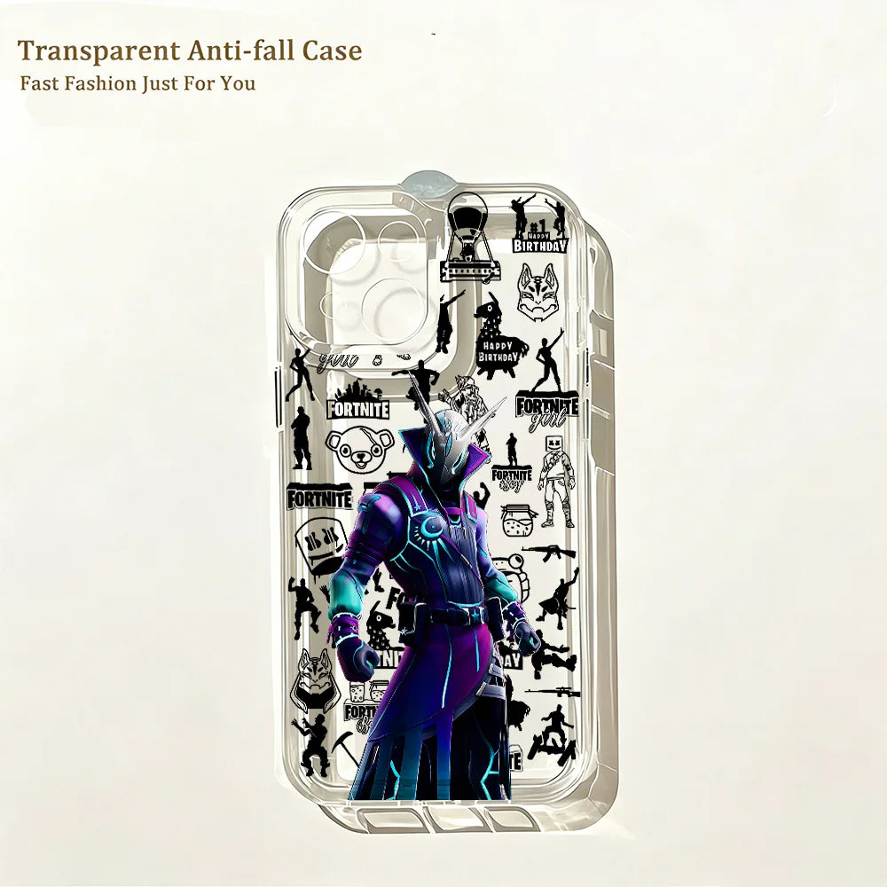 Hot Game Fortnite Phone Case for iPhone 17e 17 16 16e 15 14 13 12 11 Mini Pro Max X XR XS Max 7 8 Air Plus Clear Back Cover