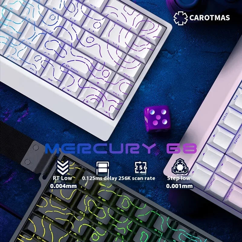 IROK Carotmas Mercury68 Teclado Mecânico com Switches Magnéticos 8K 68 Teclas RT0.004mm Baixa Latência Teclado Gaming com Fio Personalizado para PC Presentes
