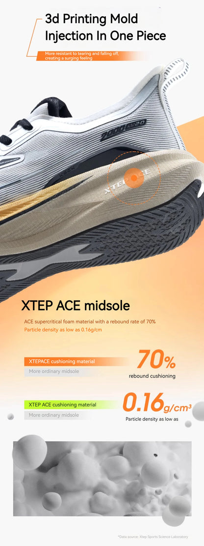 Xtep 2000KM 2.0 Running Shoes Men  Summer Professional TPU Shock Absorption Sneakers (suggest half size down) 876219110043